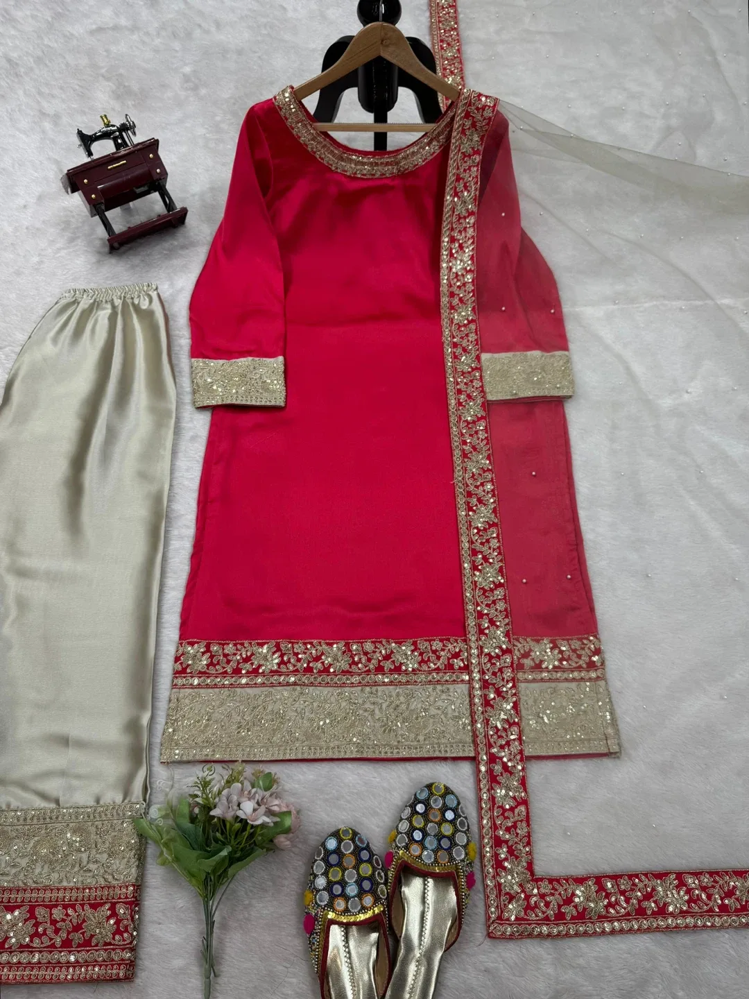 Beautiful hot pink salwar kameez suit image indicator(5)