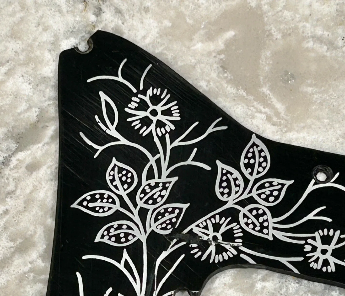 Guitar Pickguard Black with Floral Design image indicator(3)