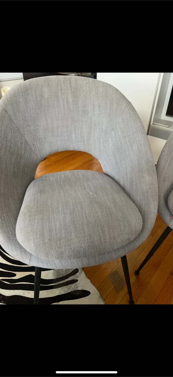 Set of 4 West Elm “Orb” Grey Upholstered Dining Chairs image indicator(2)