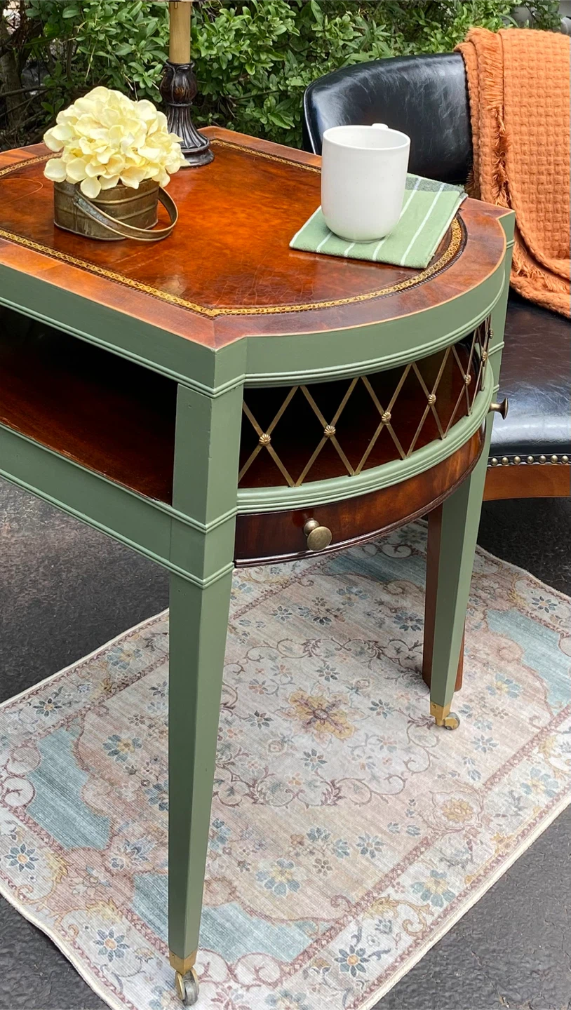 Vintage Side Table with Drawer and Club Chair - photo 4
