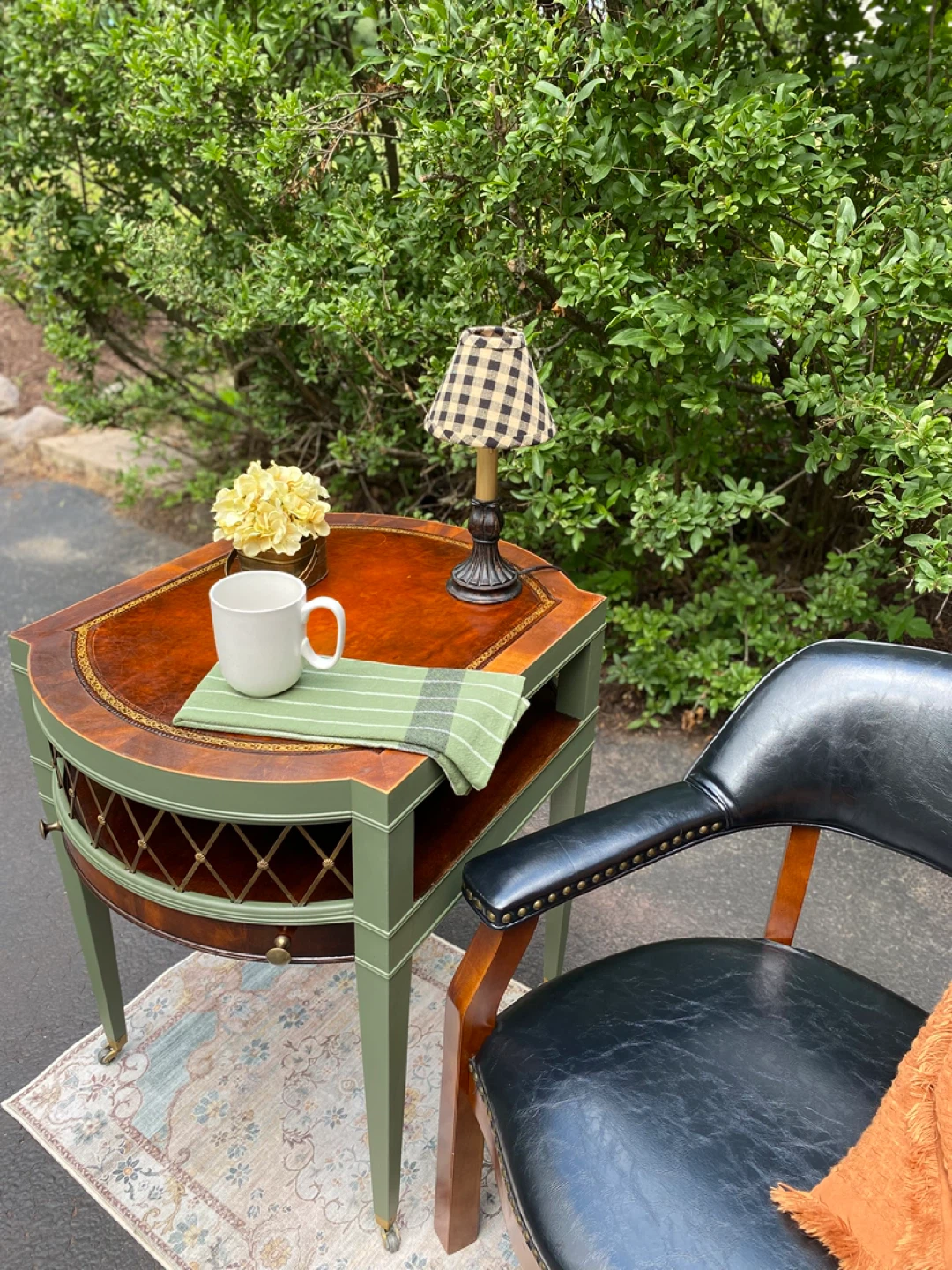 Vintage Side Table with Drawer and Club Chair - photo 2