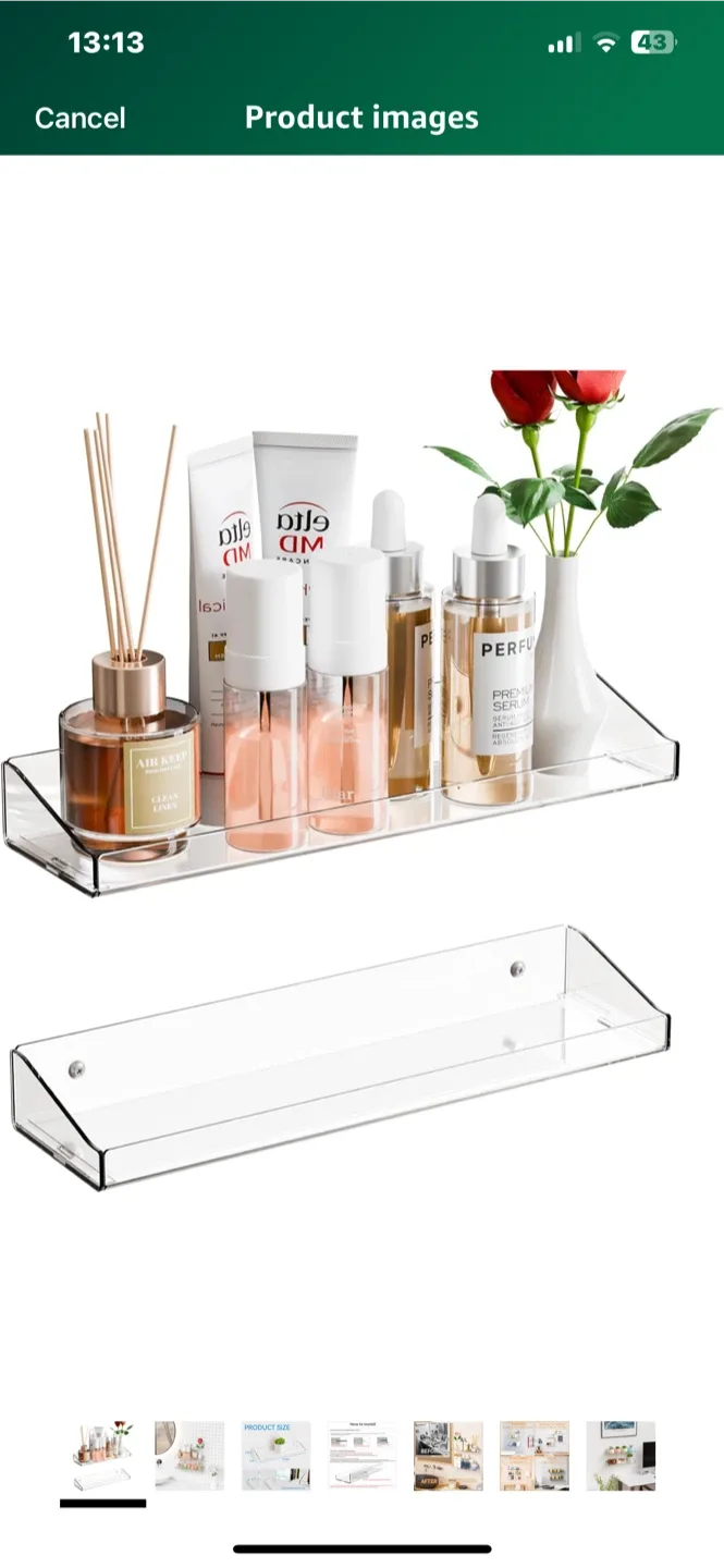 Set of 2 Acrylic Floating Wall Shelf, 15 inch image indicator(2)