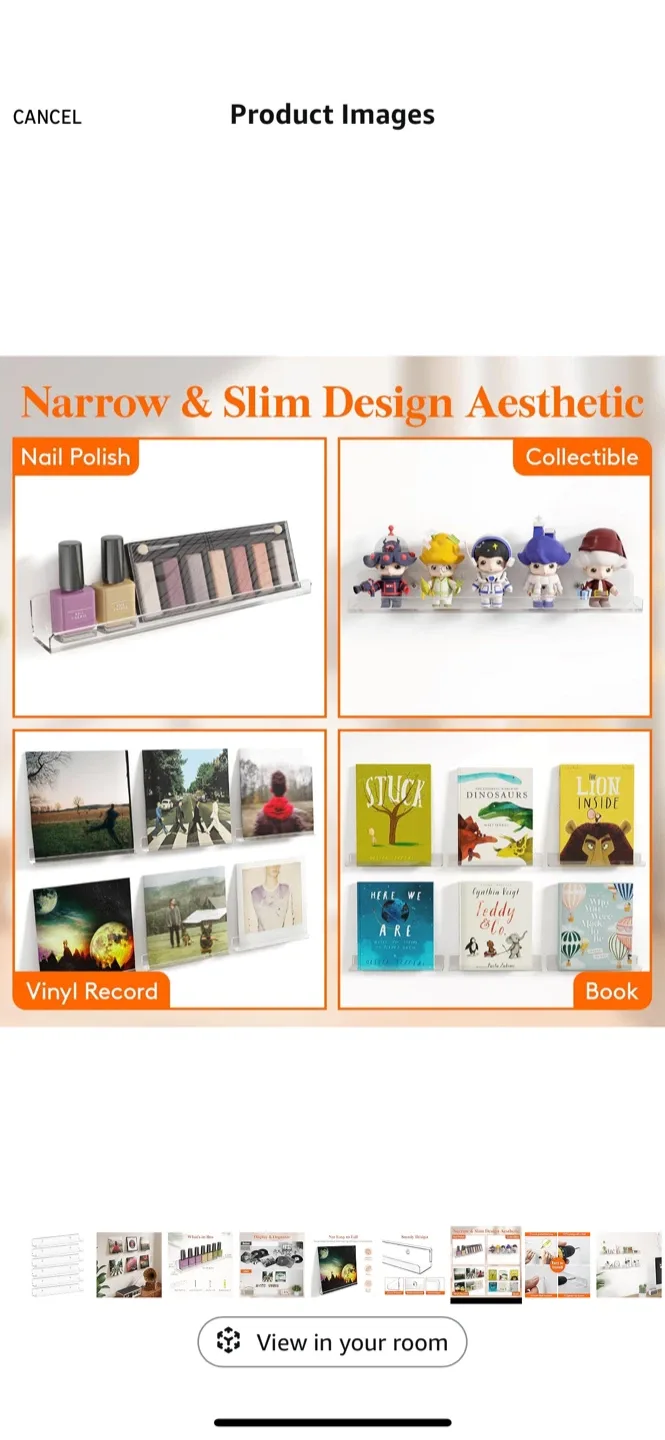 Set of 2 Acrylic Floating Wall Shelf, 15 inch image indicator(4)