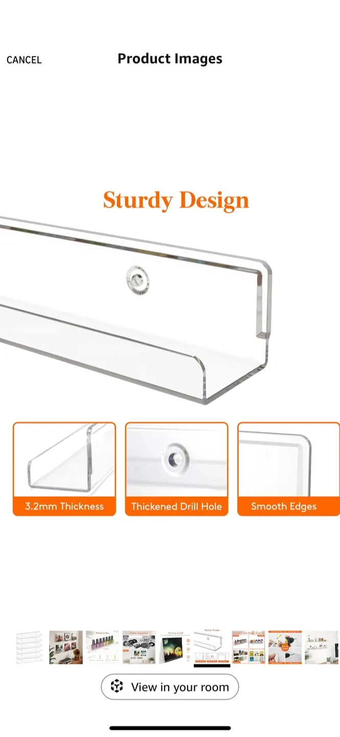 Clear Acrylic Wall Shelves, 6 Pack image indicator(2)