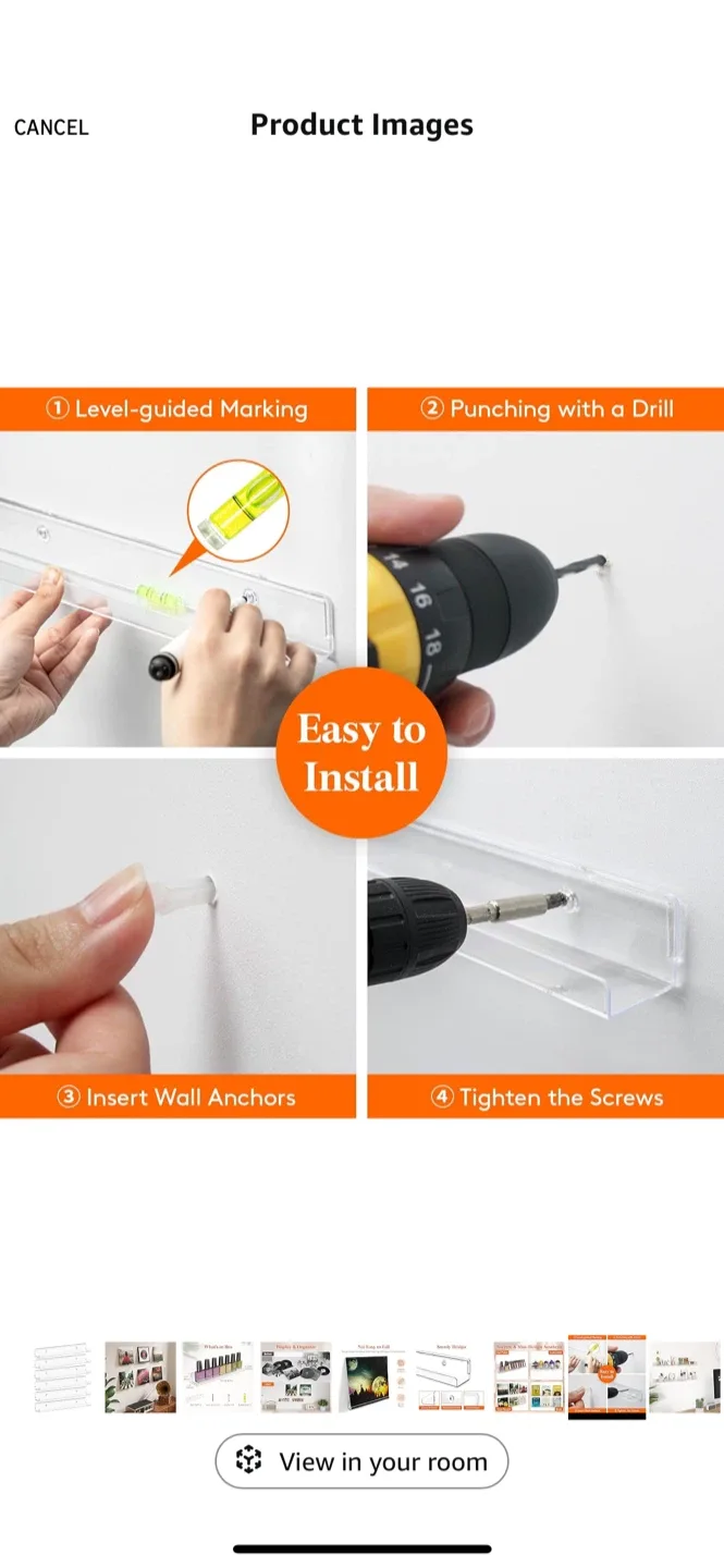 Clear Acrylic Wall Shelves, 6 Pack image indicator(3)