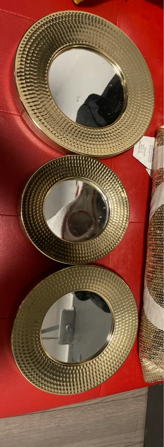 Set of 3 Gold Decorative Mirrors