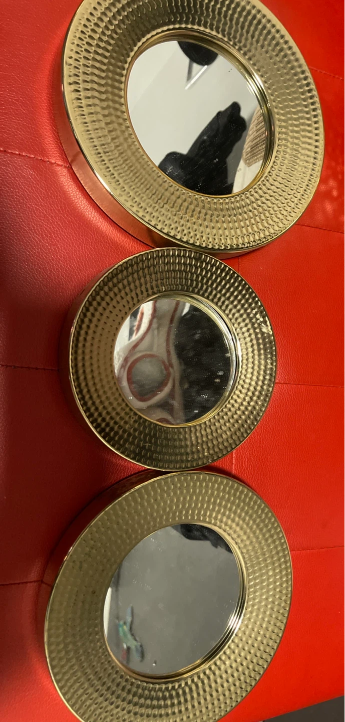 Set of 3 Gold Decorative Mirrors - photo 2