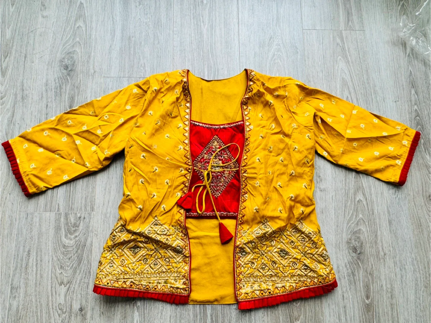 Designer mustard color lahenga set image indicator(2)