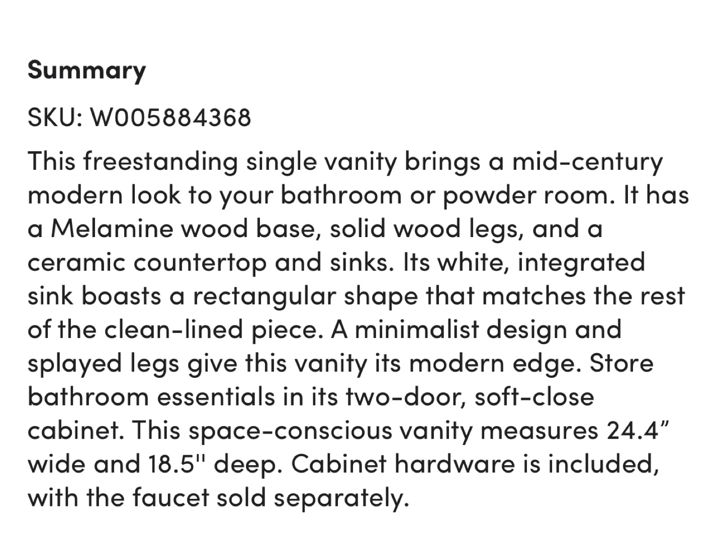 Mid-Century Modern Bathroom Vanity - 34" x 24" - photo 4