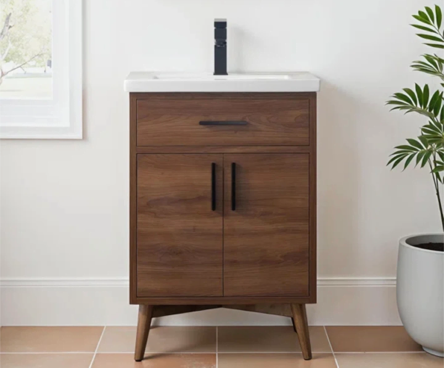 Mid-Century Modern Bathroom Vanity - 34" x 24"