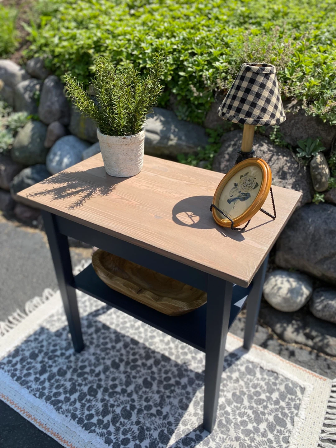 Side Table - Wood & Dark Blue - photo 4