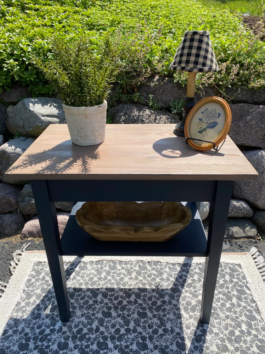 Side Table - Wood & Dark Blue - photo 3