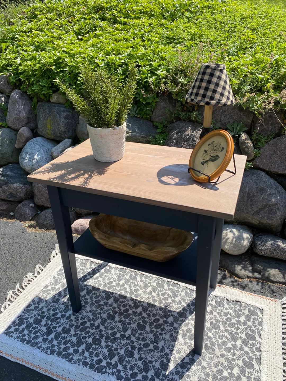 Side Table - Wood & Dark Blue - photo 5