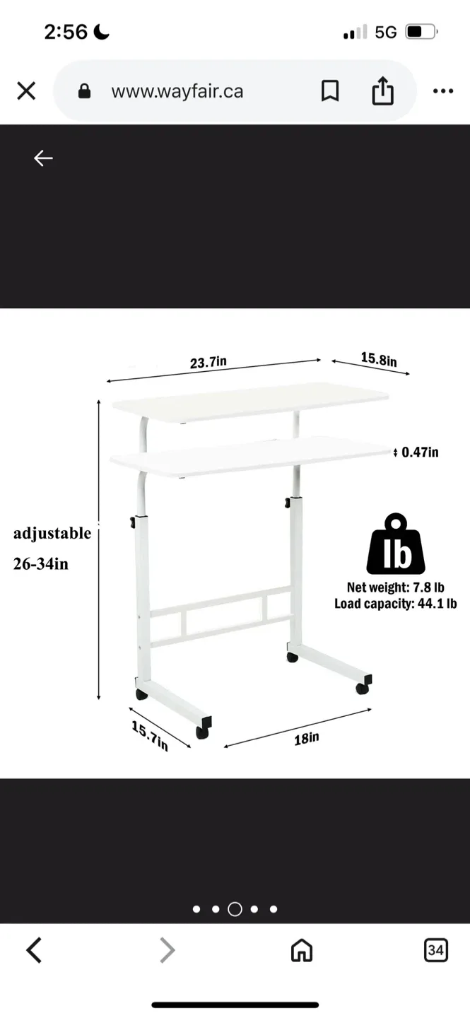 New Adjustable Height White Mobile Laptop Desk image indicator(3)