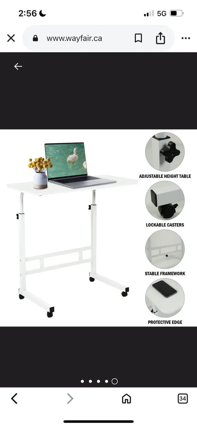 New Adjustable Height White Mobile Laptop Desk image indicator(5)