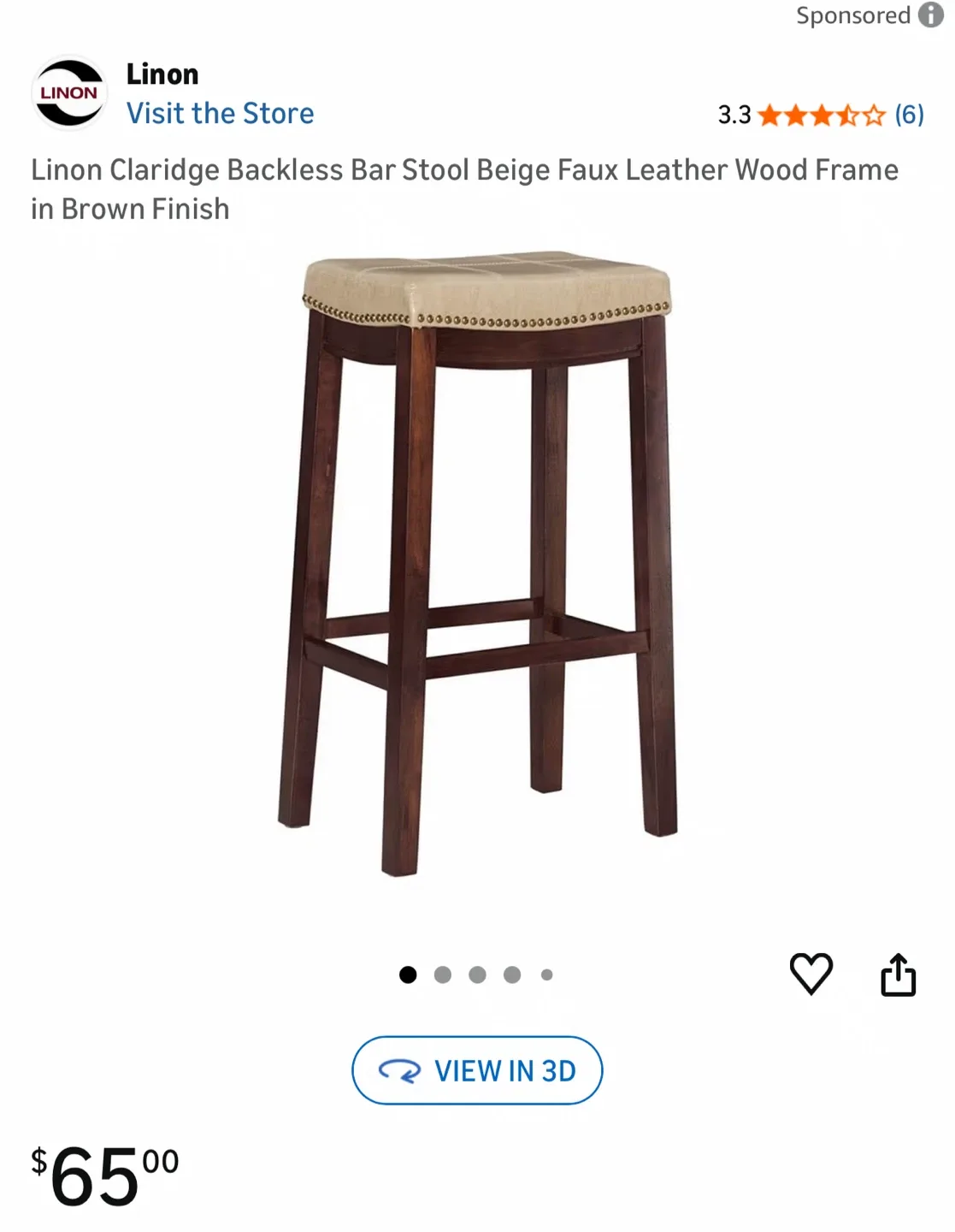 Counter Height Bar Stool with Padded Seat (set of 2) image indicator(7)