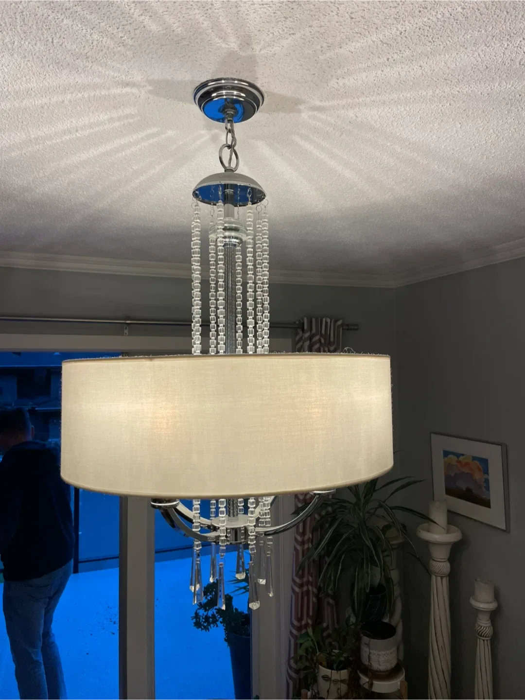 Linen Drum Chandelier with Crystal Accents image indicator(3)