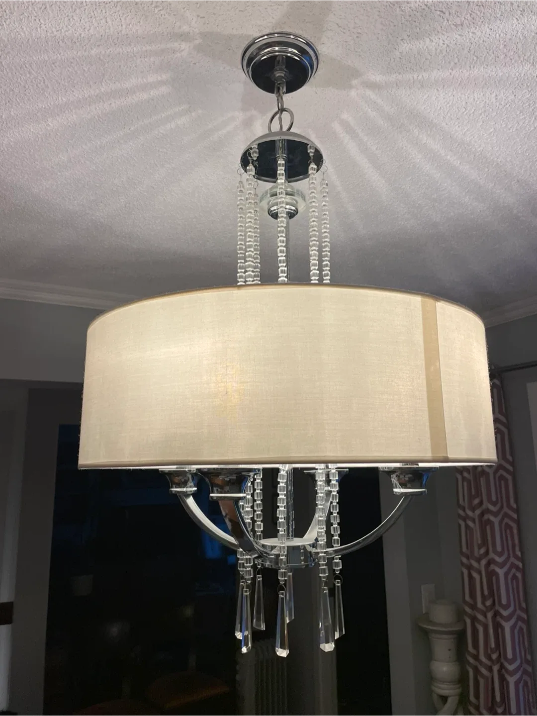 Linen Drum Chandelier with Crystal Accents image indicator(2)