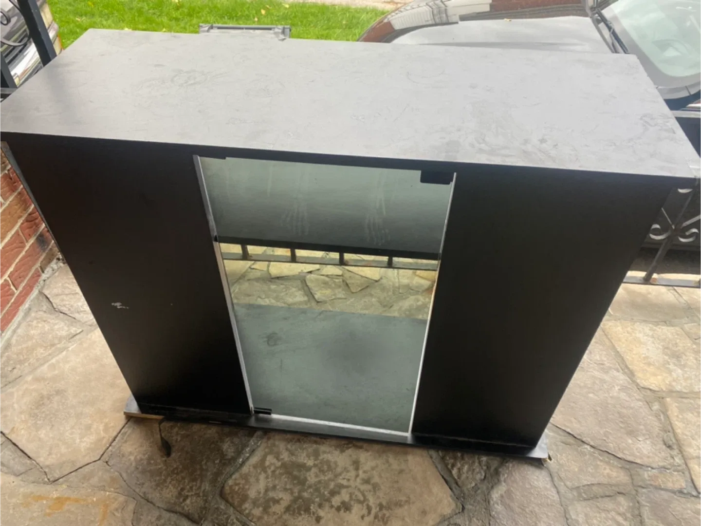 🥕Black TV Stand with Shelves thumbnail