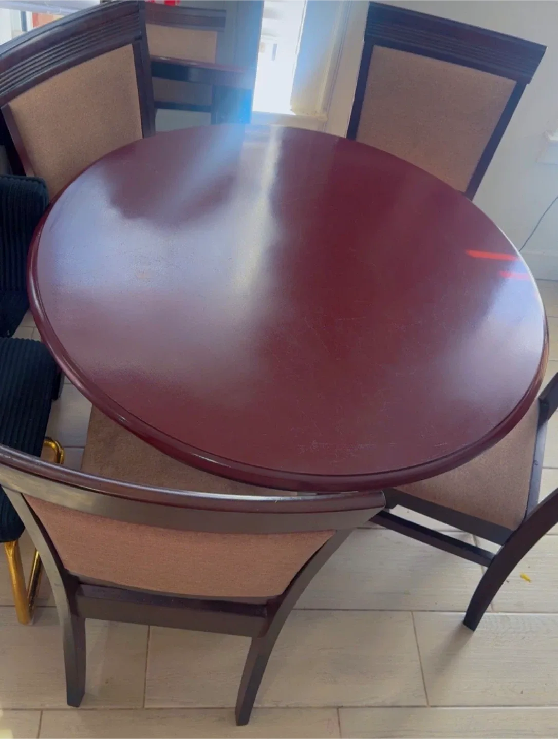 Round Wooden Dining Table with 4 Chairs thumbnail