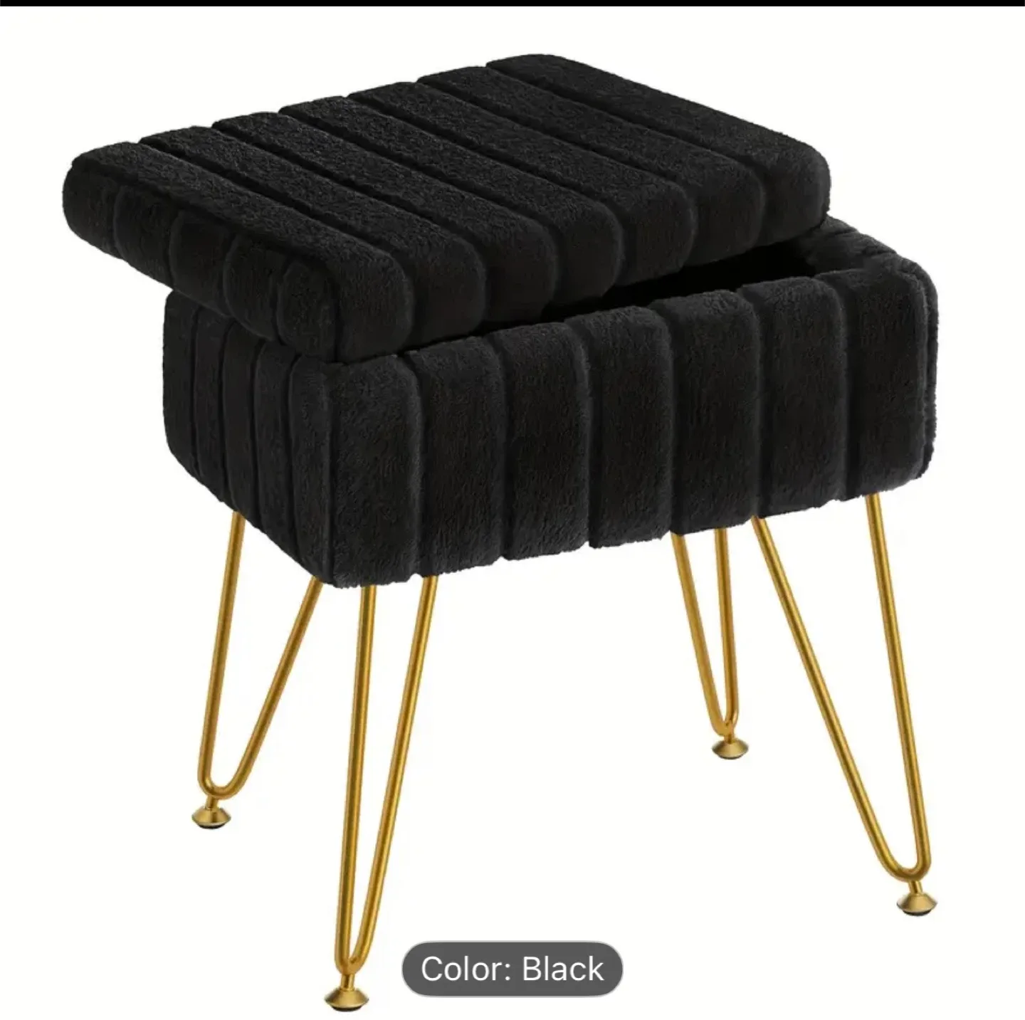 Black Ottoman Storage Stool thumbnail