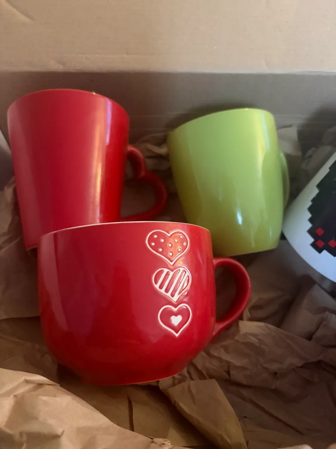 Assorted Mugs - Red, Green, Black/White, Floral image indicator(2)