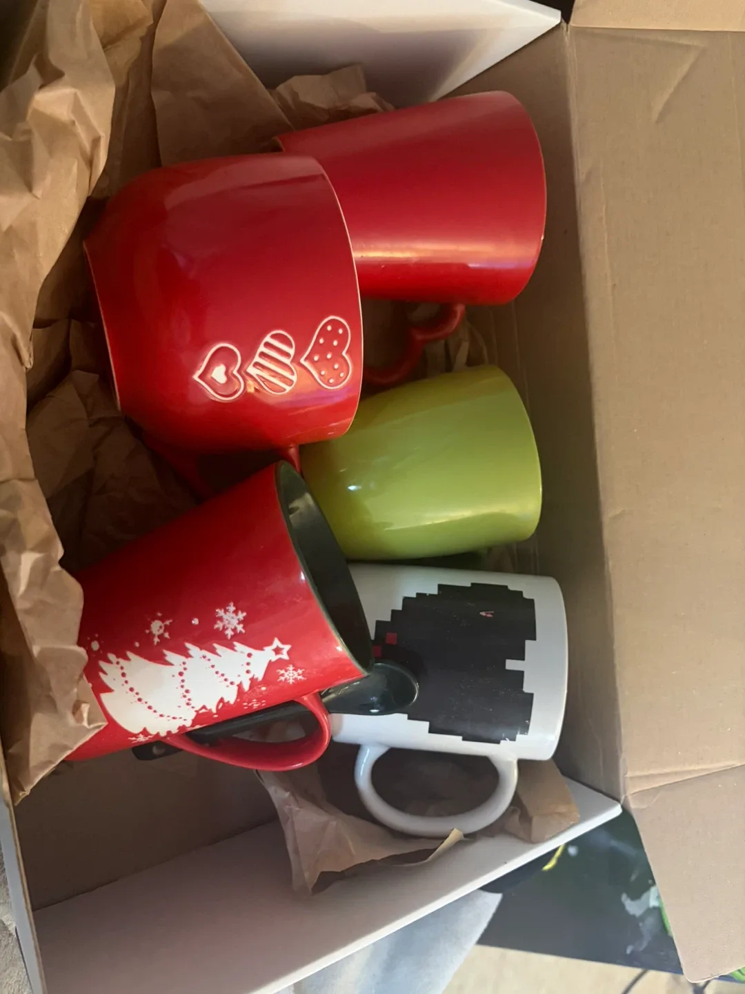 Assorted Mugs - Red, Green, Black/White, Floral image indicator(3)