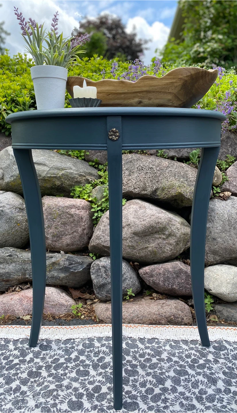 Blue Half-Moon Shaped Accent Table - photo 3