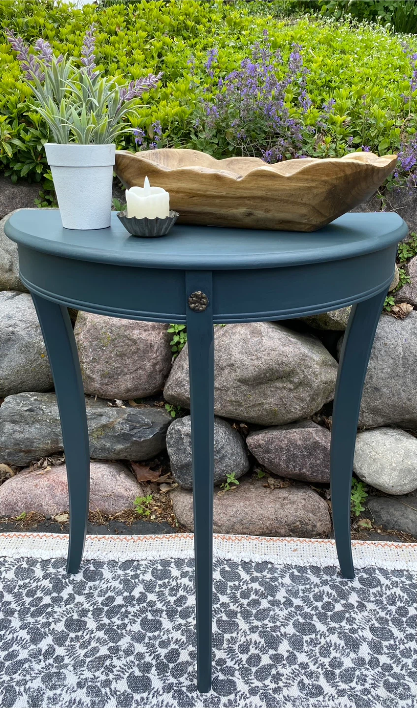 Blue Half-Moon Shaped Accent Table - photo 2