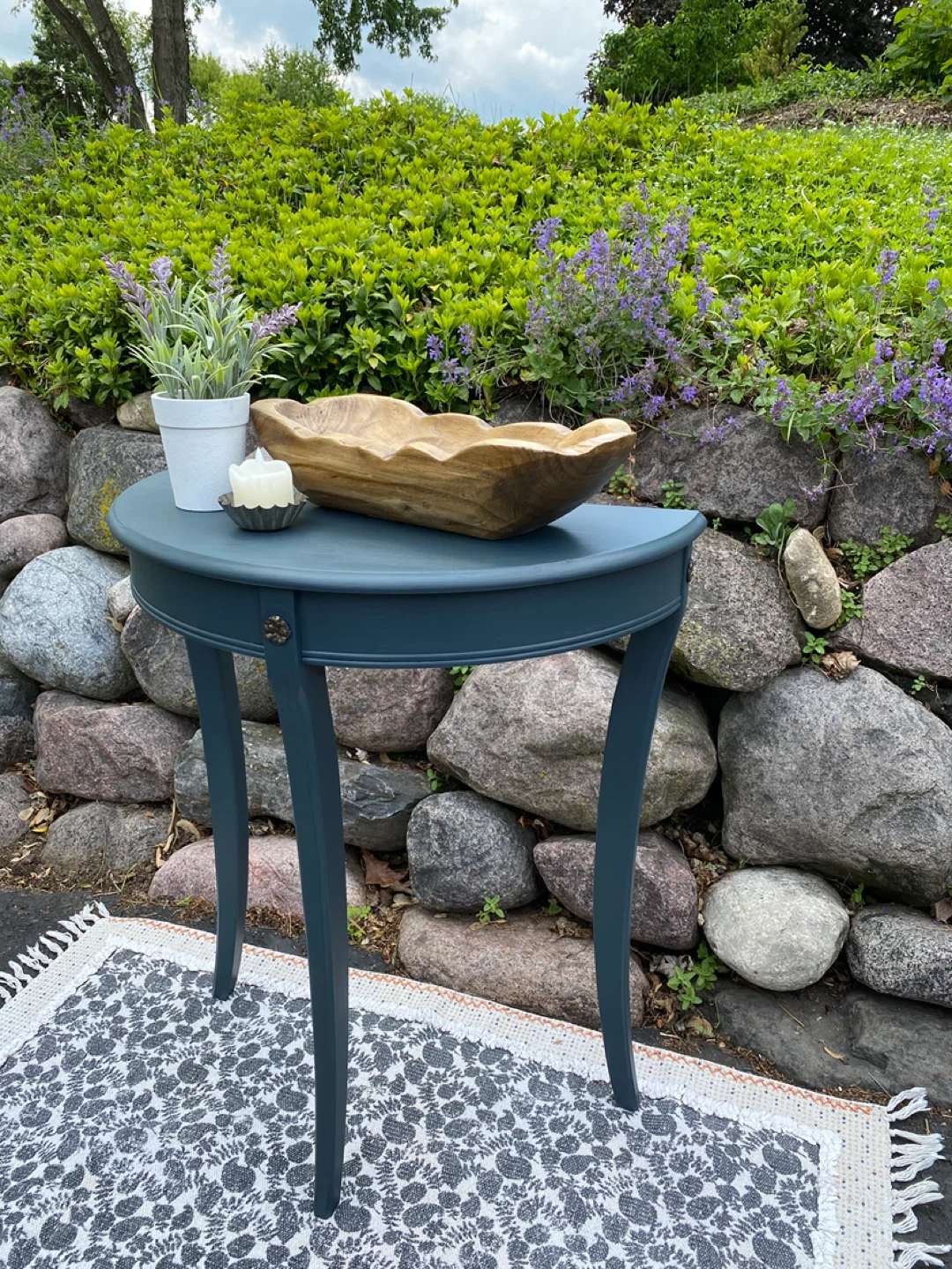 Blue Half-Moon Shaped Accent Table - photo 4