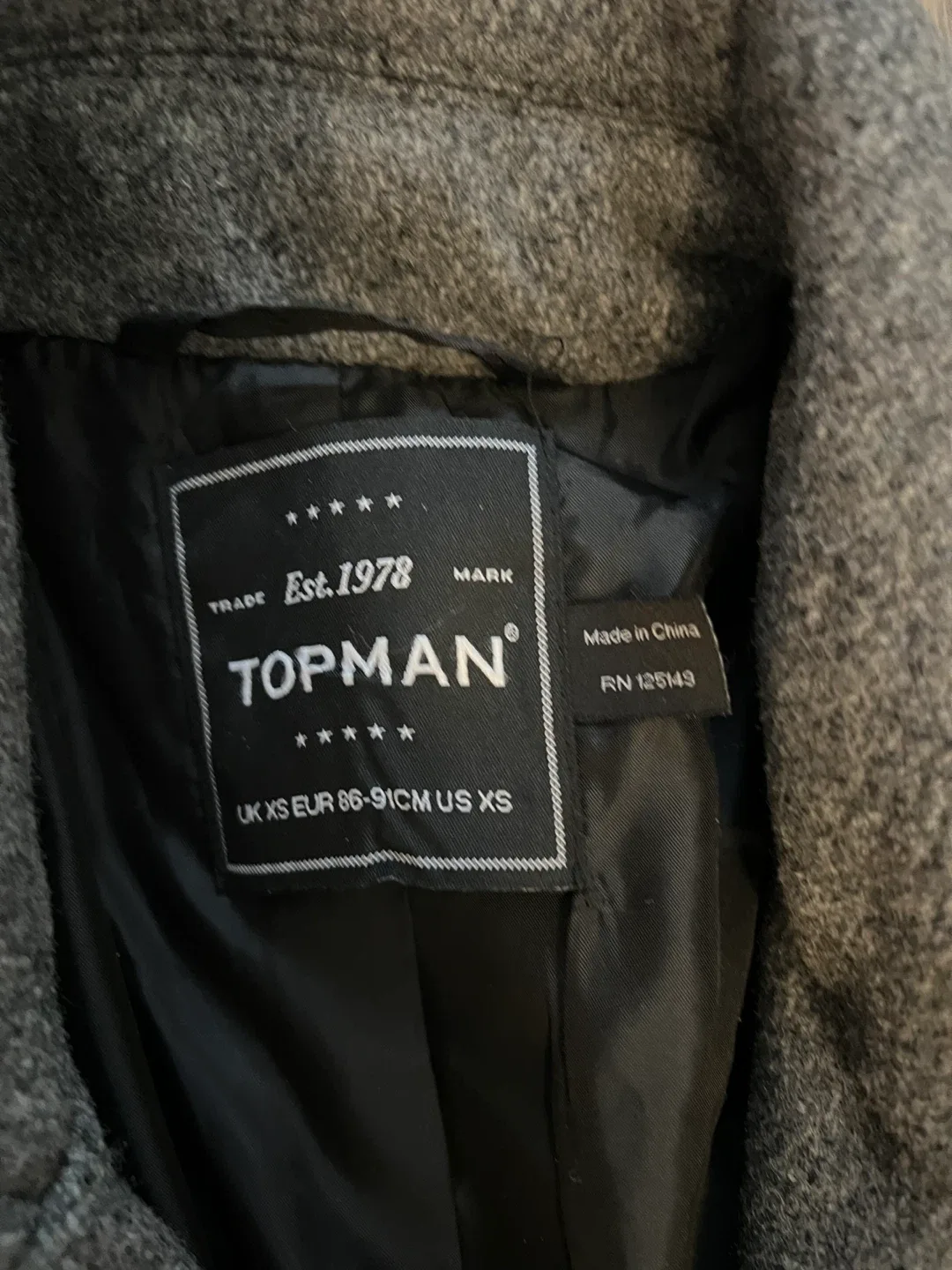 Topman Grey Wool Blend Coat - Size XS image indicator(3)