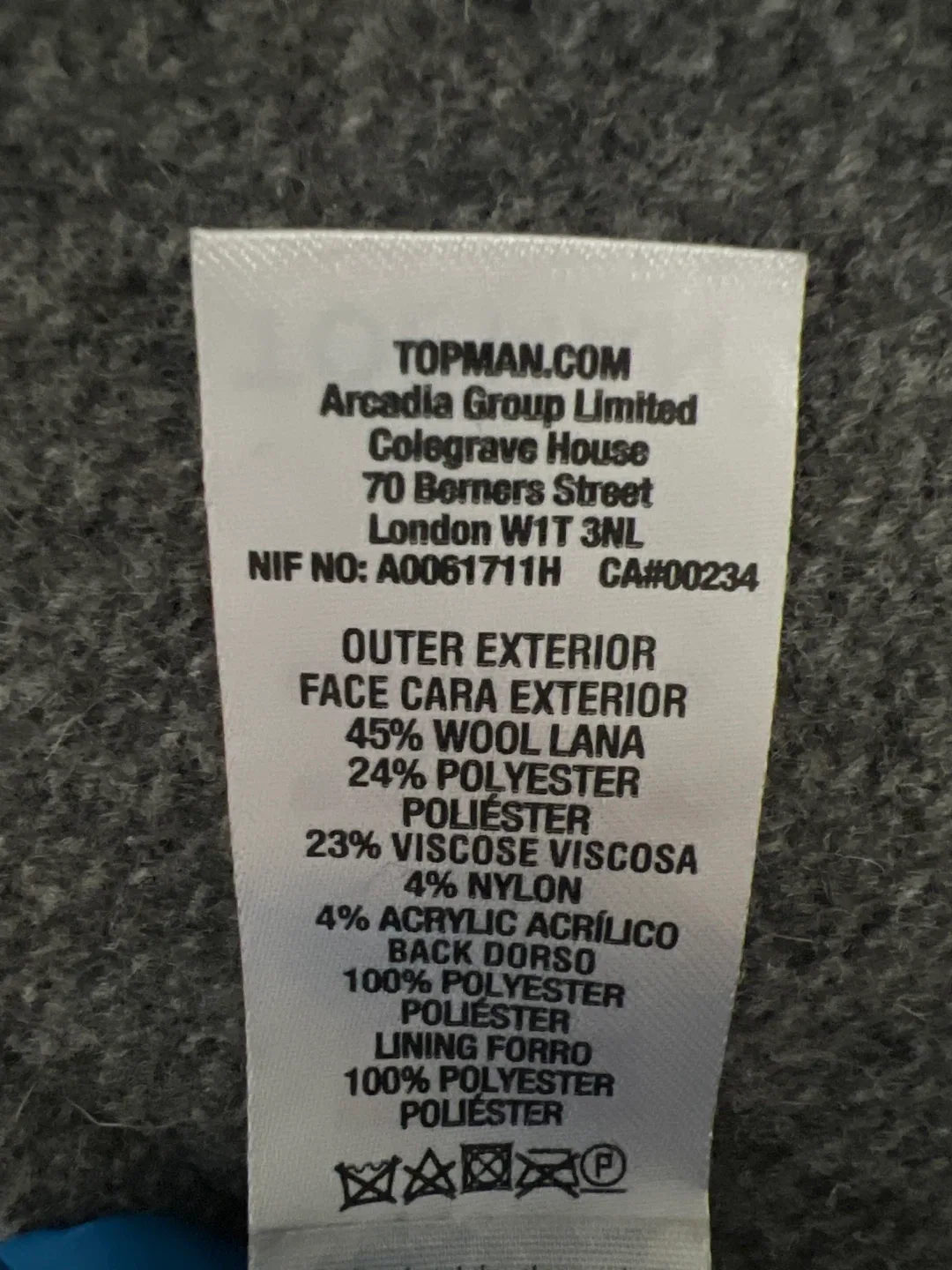 Topman Grey Wool Blend Coat - Size XS image indicator(5)