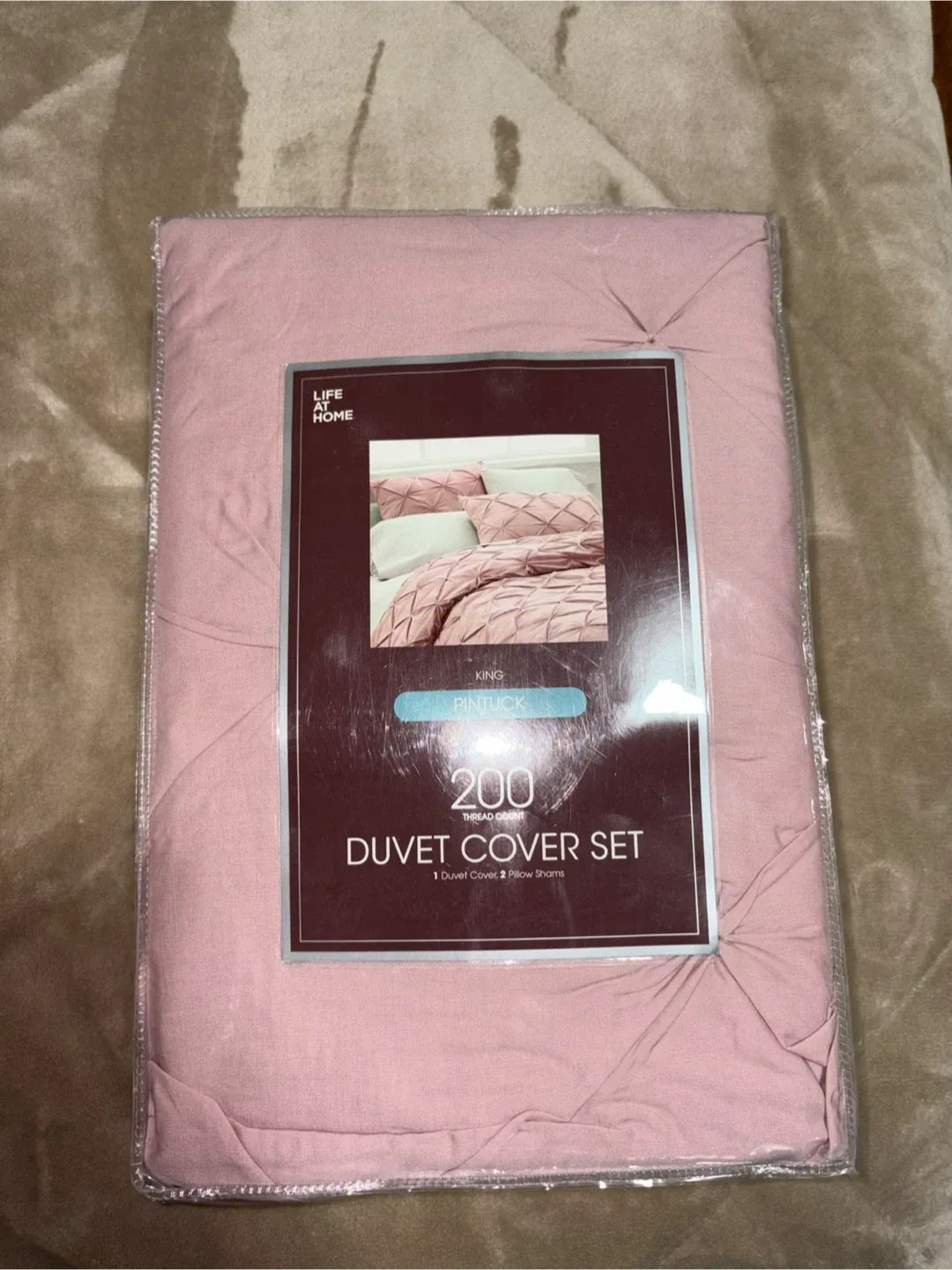 Life At Home Pink Pintuck Duvet Cover Set (King) thumbnail