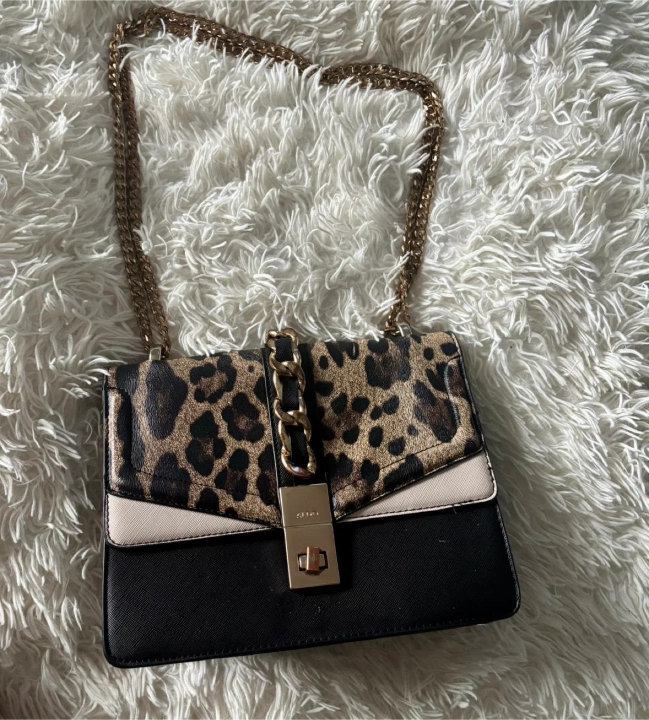 ALDO Leopard Print & Black Crossbody Bag