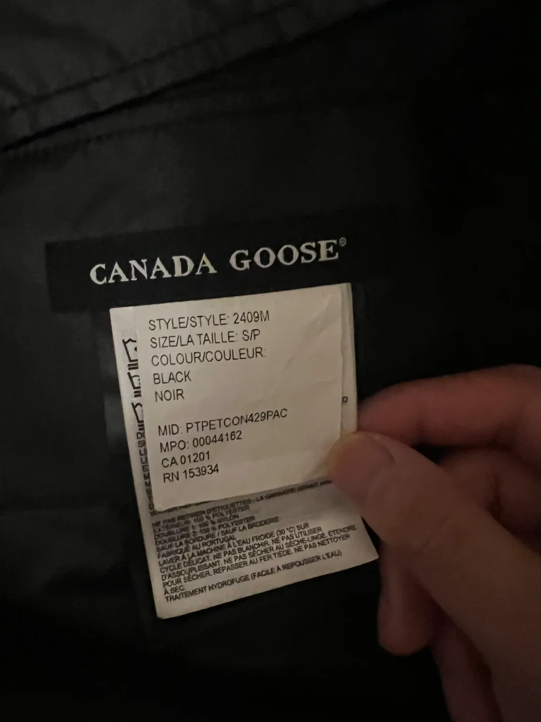 Canada Goose Parka - Style 2409M - Size S/P - Black image indicator(4)