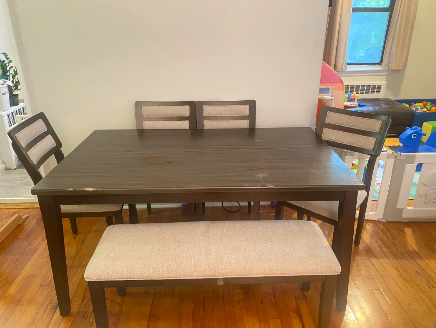 Dining Table with 4 Chairs and Bench - photo 2