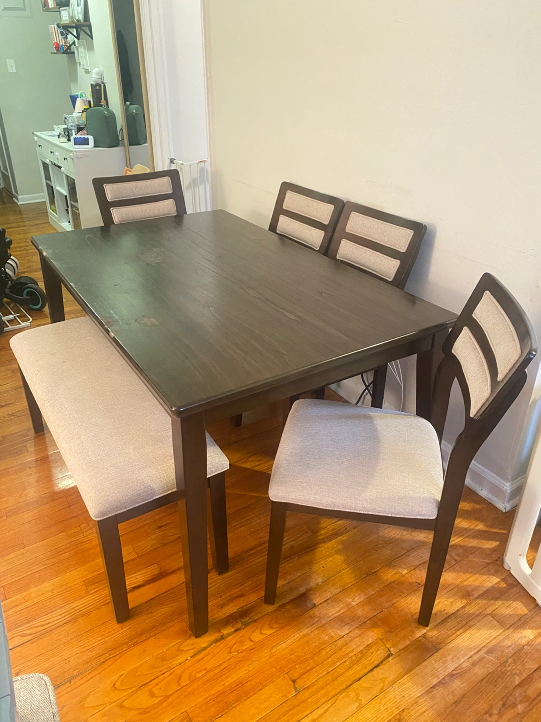 Dining Table with 4 Chairs and Bench