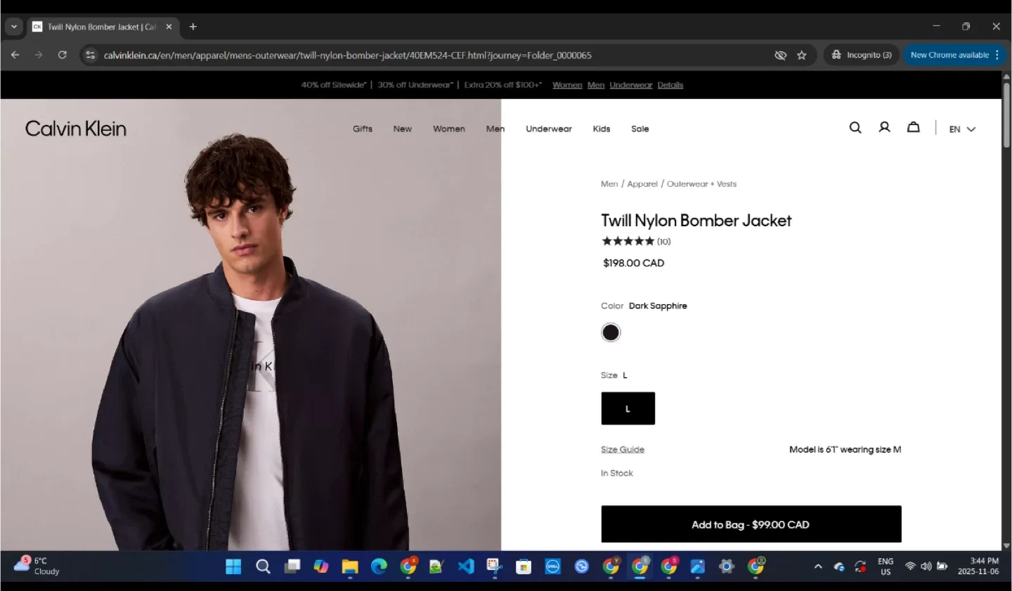 Calvin Klein Navy Bomber Jacket image indicator(6)