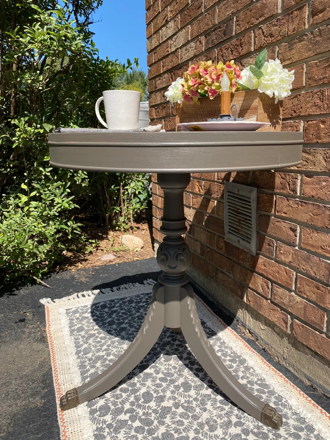 Round Accent Table - Gray & Burgundy - photo 5