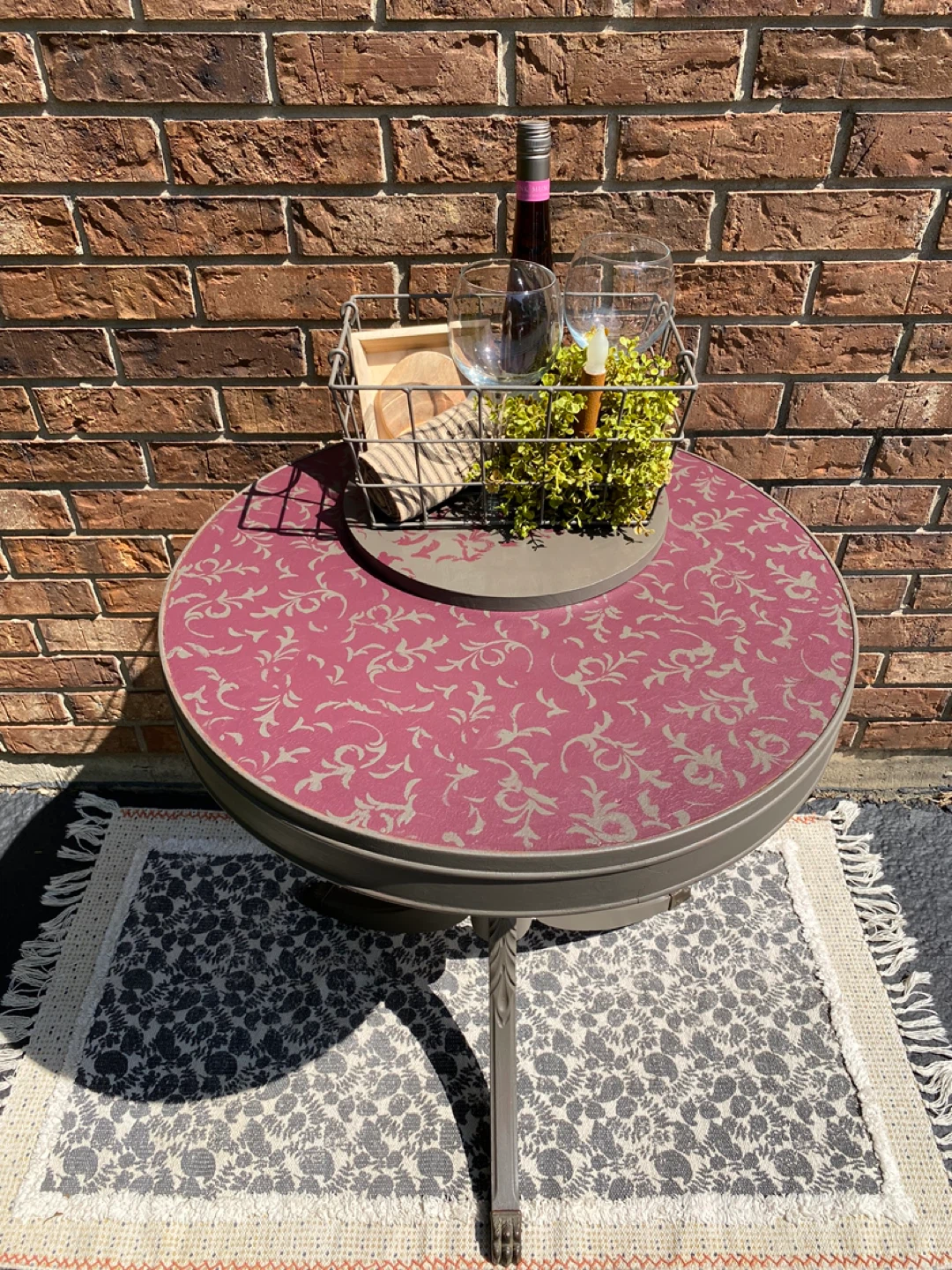 Round Accent Table - Gray & Burgundy - photo 3