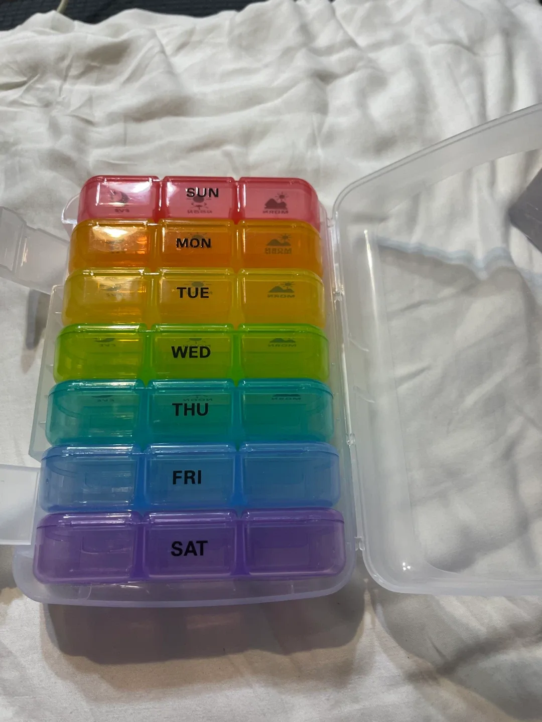 Fullion Rainbow Weekly Pill Organizer-NEW image indicator(2)