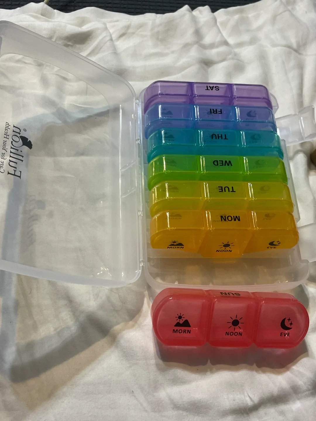 Fullion Rainbow Weekly Pill Organizer-NEW image indicator(4)