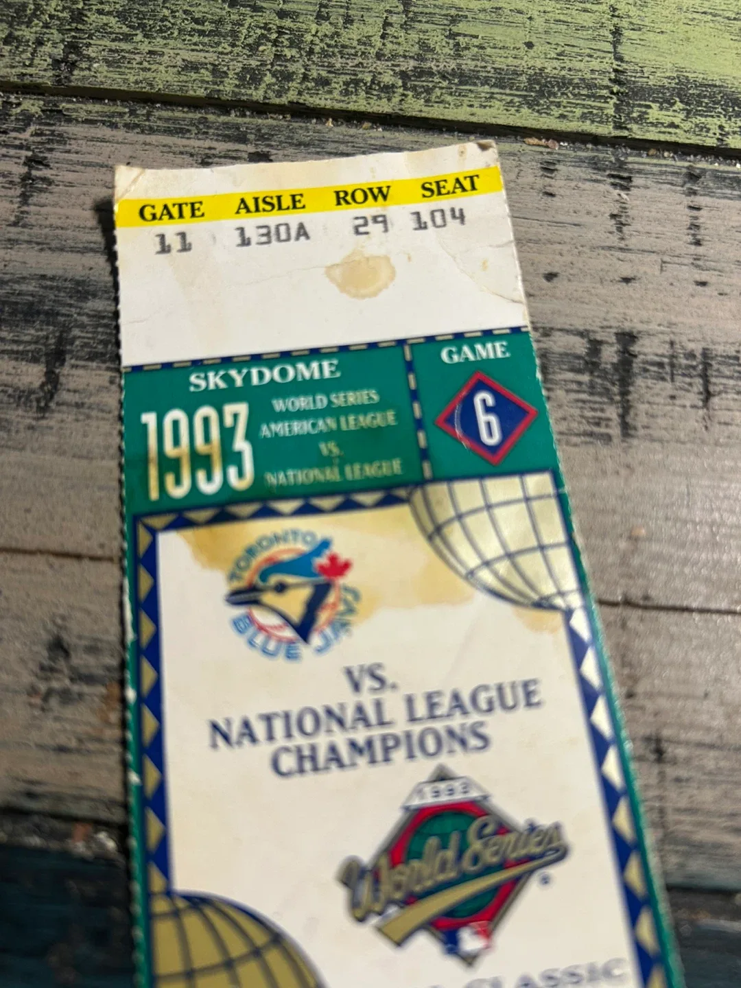 Rare 1993  Blue Jays World Series Game 6 Original Full Ticket image indicator(3)