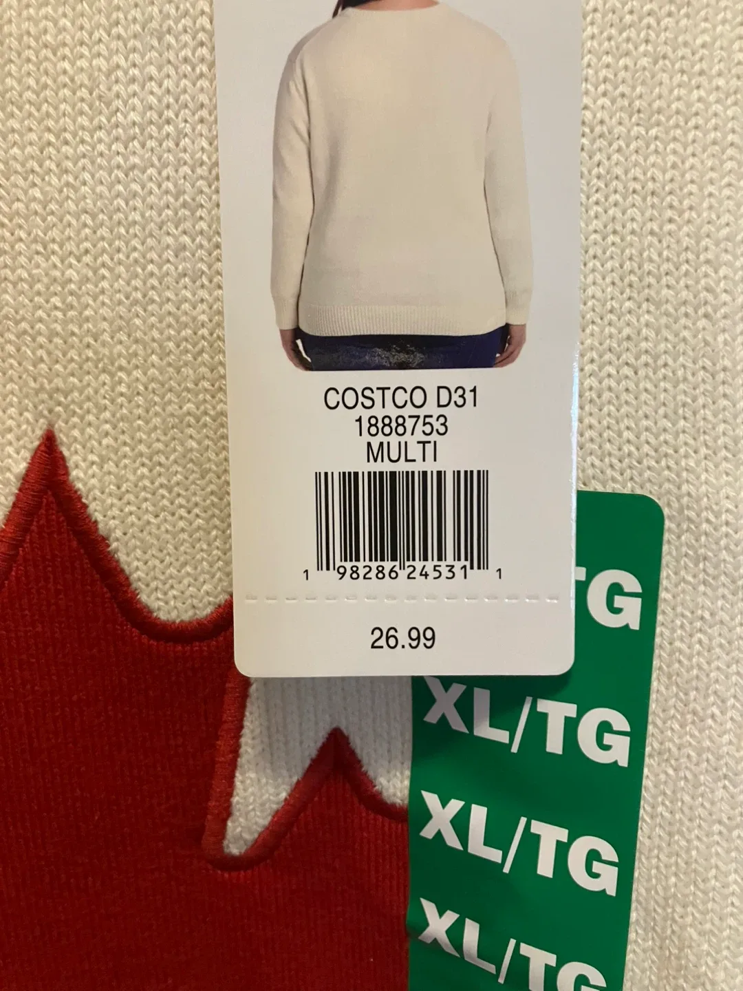 Costco Sweater XL with Maple Leaf - New! image indicator(2)
