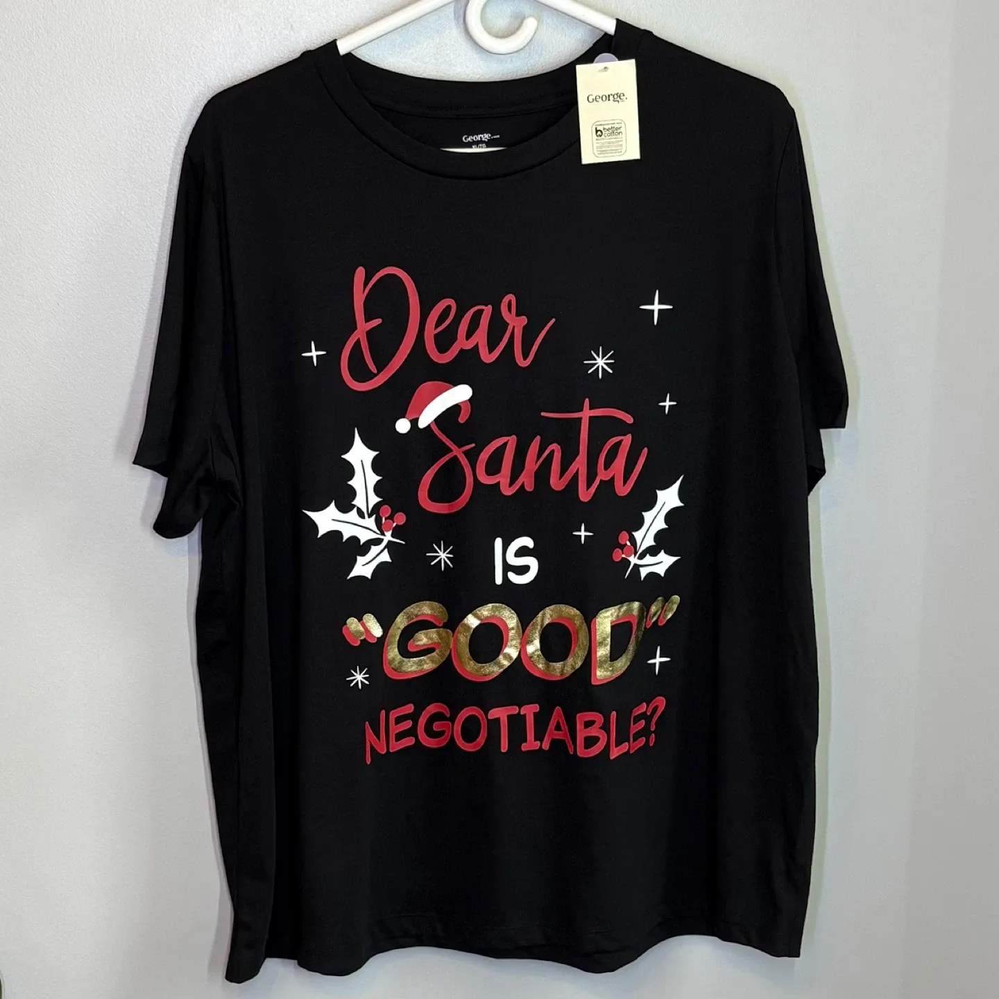 George Funny Christmas T-shirt Dear Santa Is Good Negotiable XL image indicator(2)