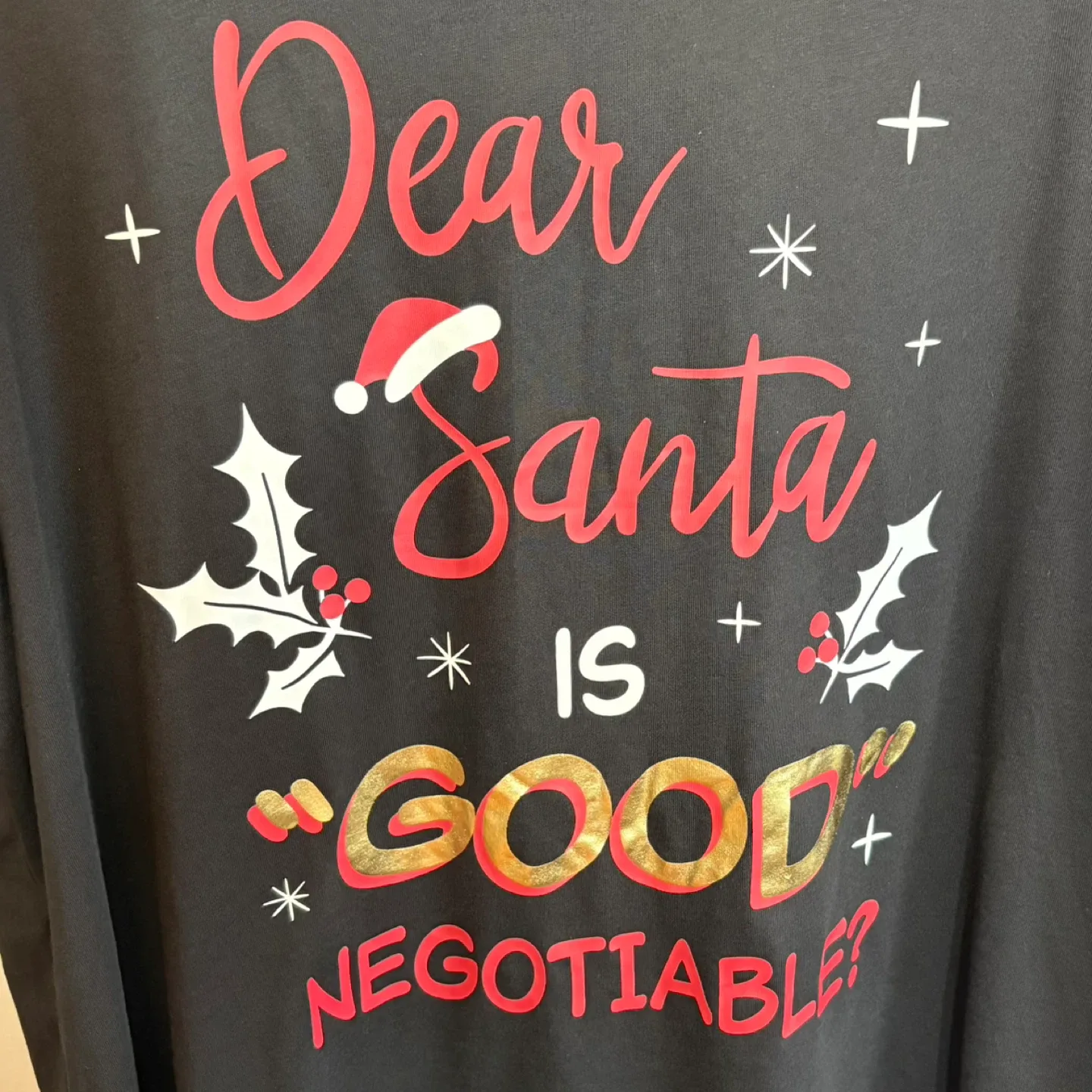 George Funny Christmas T-shirt Dear Santa Is Good Negotiable XL image indicator(3)