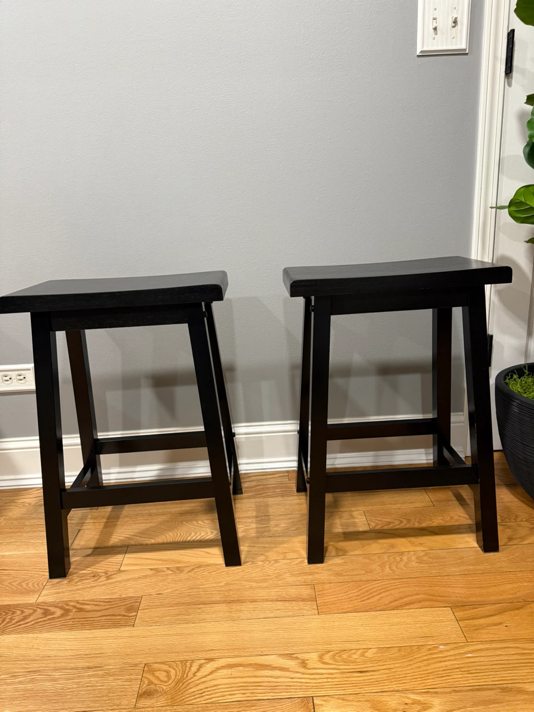 Set of 2 Black Saddle Stools