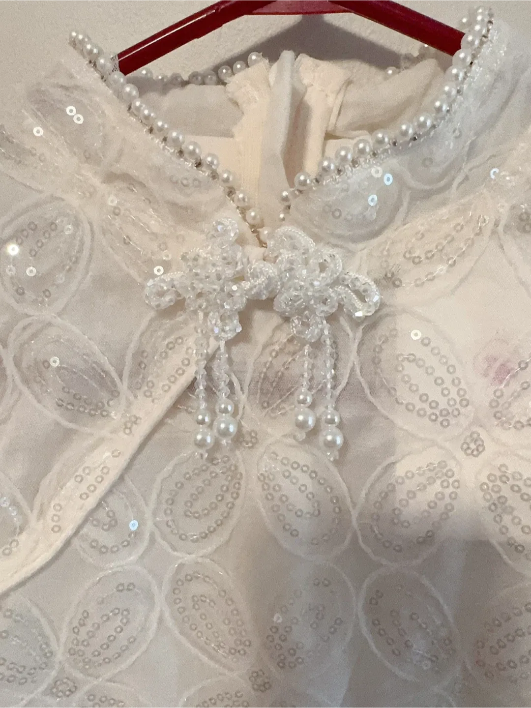 White Mermaid Dress with Sequins & Pearls Toddler size 5-6T image indicator(2)