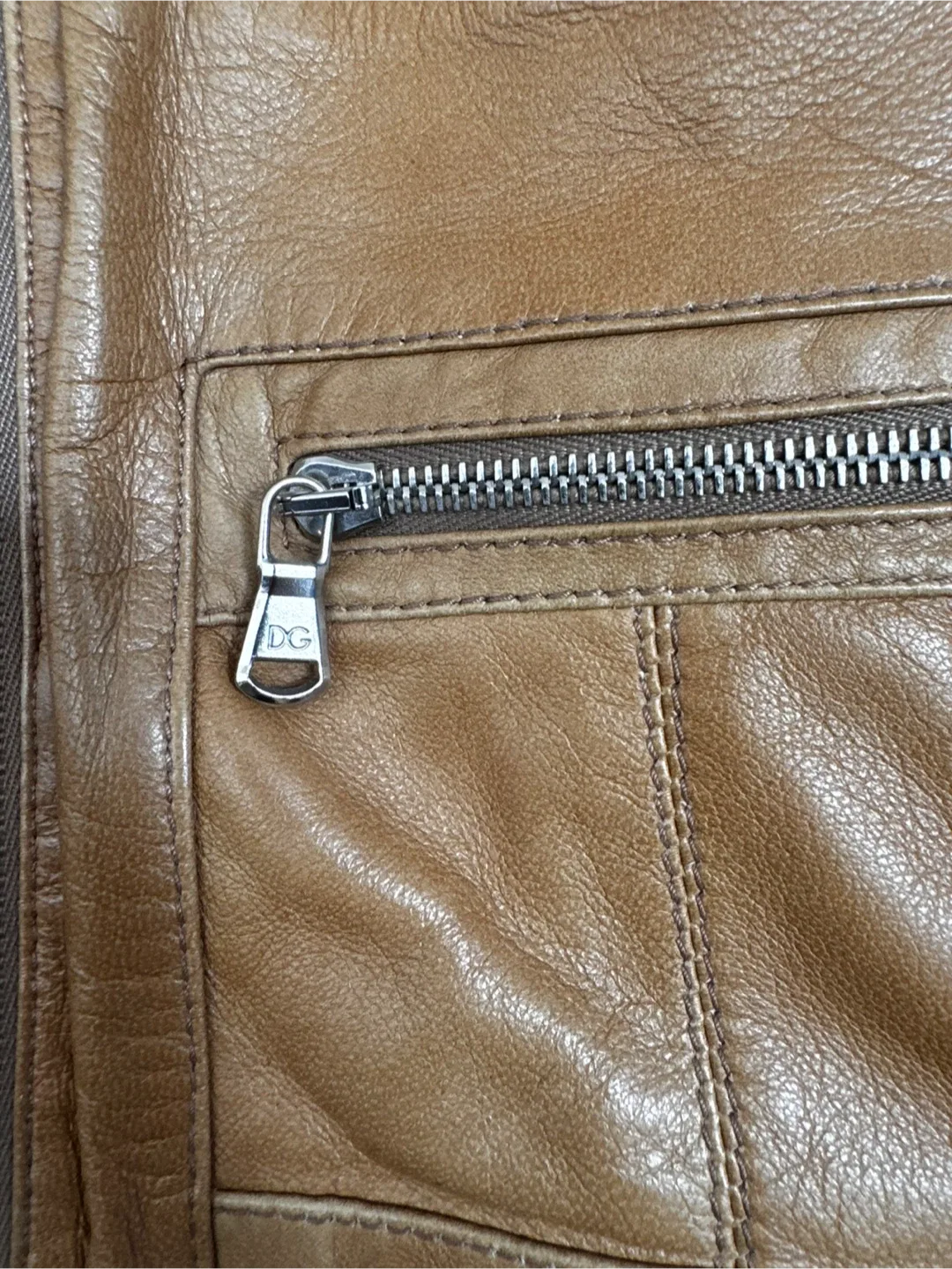 Vintage Dolce & Gabbana Brown Leather Jacket image indicator(4)