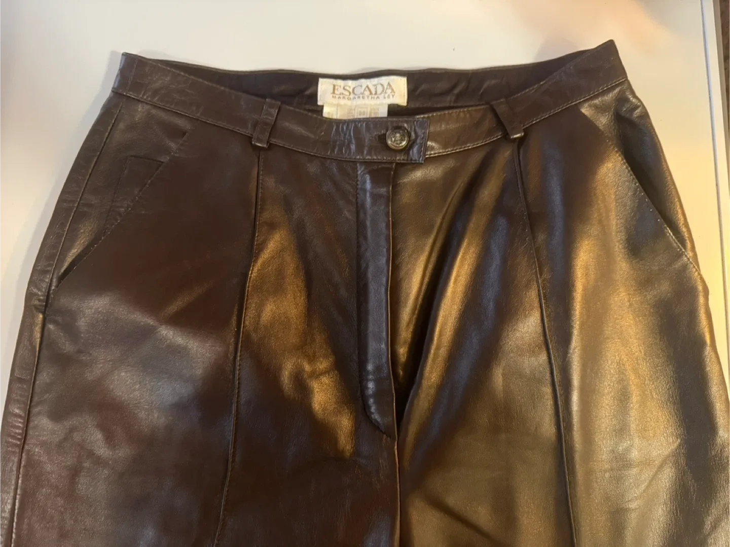 Escada Margaretha Ley Leather Pants Size 38